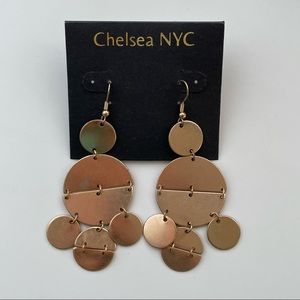 Bronze Circle Dangling Chandelier Statement Earrings